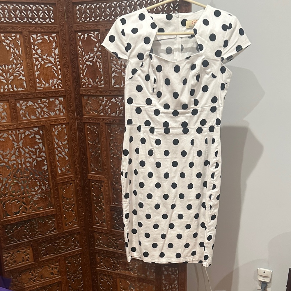 Grace Karin Black and White Polka Dot Mini Dress